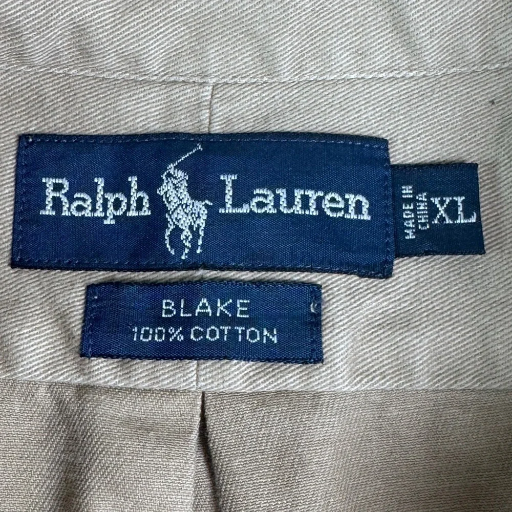 Polo Ralph Lauren Blake Shirt Mens XL Tan Khaki 100% Cotton Twill Long Sleeve
